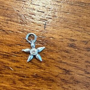 Lee Brevard Sterling Silver Star Flower Charm with Clear Stone